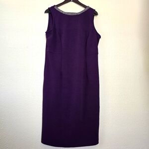 MAYA BROOKE WOMENS Sleeveless Dress Beaded Sheath Purple Size 14W